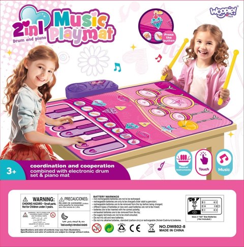 WOOPIE Duża Mata Muzyczna 2w1 Perkusja Interaktywna Pianino
