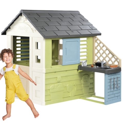 SMOBY Life Domek Ogrodowy PRETTY z Kuchnią + 17 Akcesoriów