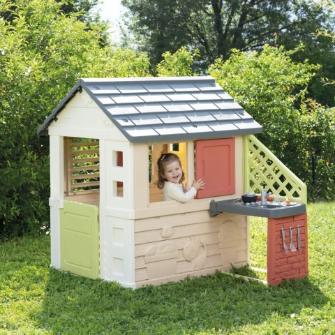Smoby Domek Nature z kuchnią + 17 akcesoriów