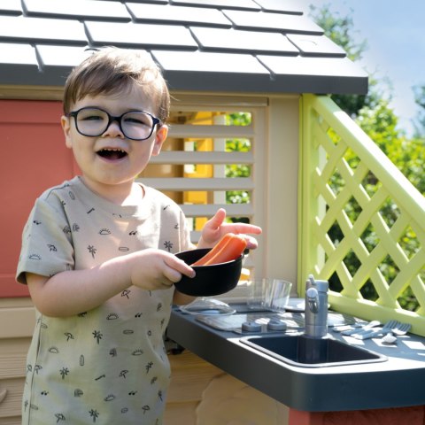 Smoby Domek Nature z kuchnią + 17 akcesoriów