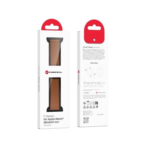 Pasek do Apple Watch Forcell F-Design FA21 magnetyczny skóra ekologiczna 38 / 40 / 41 mm brązowy