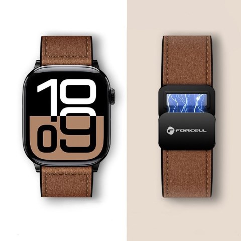 Pasek do Apple Watch Forcell F-Design FA21 magnetyczny skóra ekologiczna 42 / 44 / 45 / 49 mm czarny