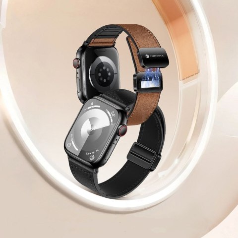 Pasek do Apple Watch Forcell F-Design FA21 magnetyczny skóra ekologiczna 42 / 44 / 45 / 49 mm czarny