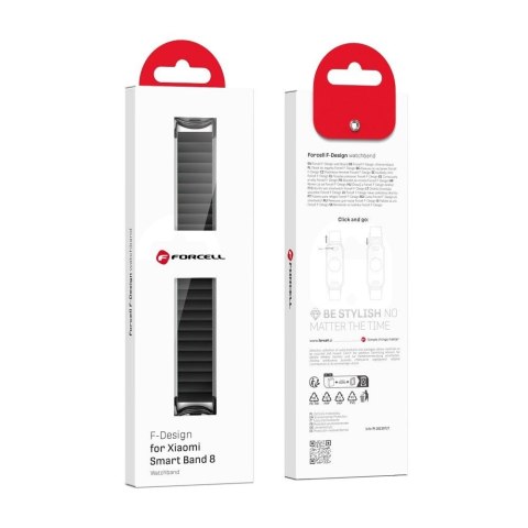 Pasek do Mi Band 8 Xiaomi Forcell F-Design FX8 sprzączka silikon czarny