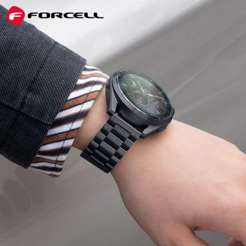 Pasek do Samsung Galaxy Watch Forcell F-Design FS06 zatrzask stal 20 mm czarny