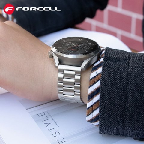 Pasek do Samsung Galaxy Watch Forcell F-Design FS06 zatrzask stal 22 mm srebrny