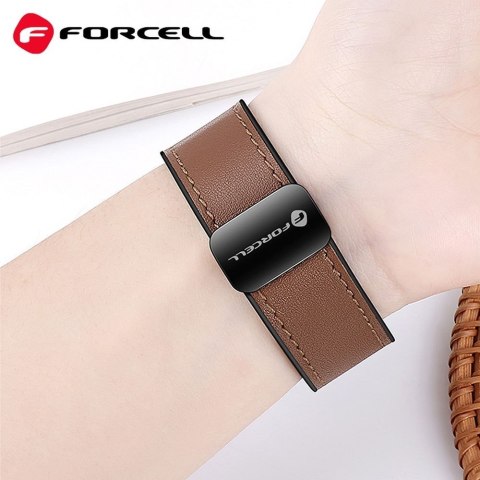 Pasek do Samsung Galaxy Watch Forcell F-Design FS20 magnetyczny skóra ekologiczna 20 mm brązowy