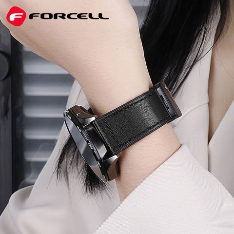 Pasek do Samsung Galaxy Watch Forcell F-Design FS20 magnetyczny skóra ekologiczna 22 mm czarny