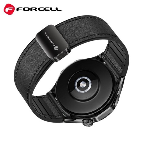Pasek do Samsung Galaxy Watch Forcell F-Design FS20 magnetyczny skóra ekologiczna 22 mm czarny
