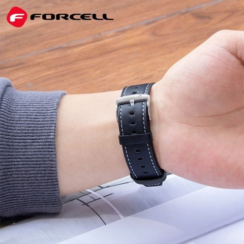 Pasek do Samsung Galaxy Watch Forcell F-Design FS21 dziurki skóra ekologiczna 20 mm brązowy