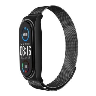 Pasek metalowy METAL do XIAOMI Mi Band 5 / 6 czarny (01)