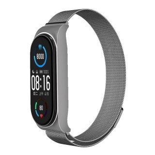 Pasek metalowy METAL do XIAOMI Mi Band 5 / 6 srebrny (02)
