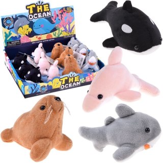 Pluszowe zwierzątka oceanu z piszczałką - Foczka Delfin Orka Rekin ZA5779