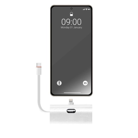 Powerbank Forcell F-Energy Power Plug F5K3 PD 20W 5000 mAh z wbudowanym złączem Lightning biały