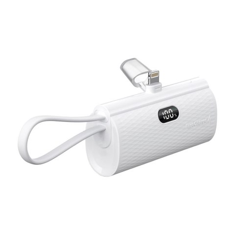 Powerbank Forcell F-Energy Power Plug F5K3 PD 20W 5000 mAh z wbudowanym złączem Lightning biały