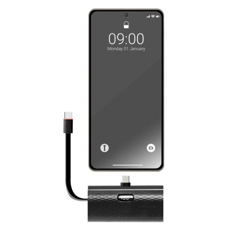 Powerbank Forcell F-Energy Power Plug F5K3 PD 20W 5000 mAh z wbudowanym złączem USB C czarny