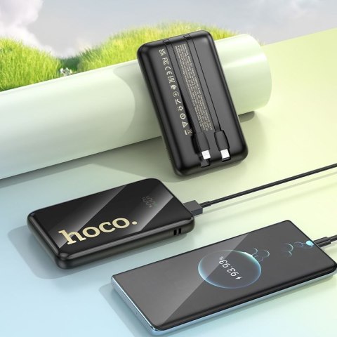 Powerbank Hoco 10000 mAh QC PD 22,5W z wbudowanymi kablami USB C + Lightning Q37 czarny