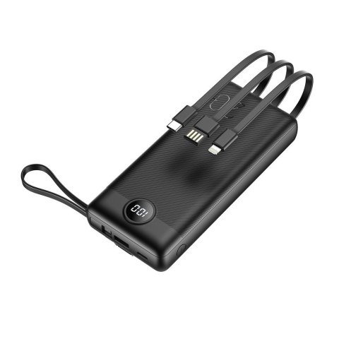 Powerbank Veger C20 (W2047 / W2059) 20000 mAh z wbudowanymi kablami Micro USB / Typ C / Lightning czarny