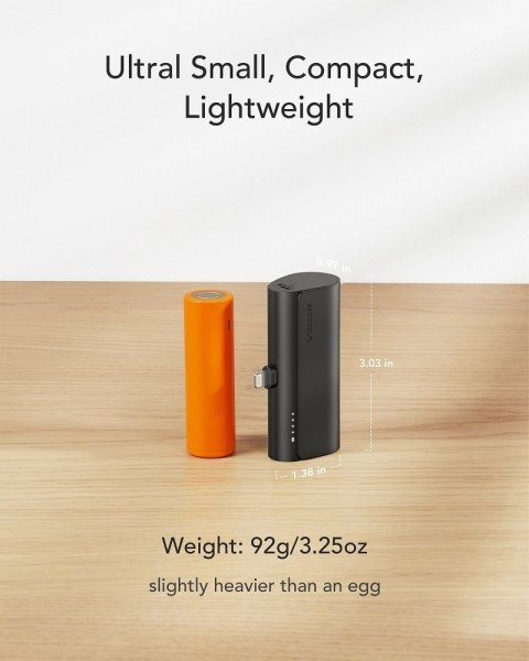Powerbank Veger PlugOn (W0556P) PD QC3.0 3A 20W 5000 mAh z wbudowanym złączem Lightning czarny