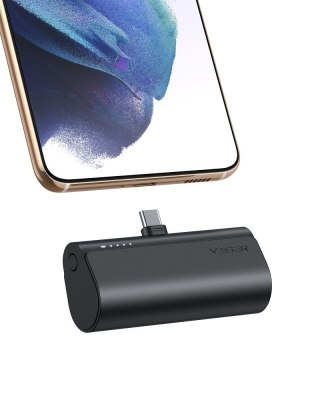 Powerbank Veger PlugOn (W0556/V0556) PD QC3.0 3A 20W 5000 mAh z wbudowanym złączem Typ C czarny