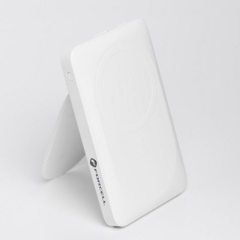 Powerbank zgodny z MagSafe Forcell F-Energy MagStand F10K2 QC3.0 PD 5A 20W 10000 mAh biały
