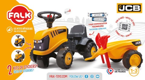 FALK Traktorek JCB Pomarańczowy z Przyczepką od 1-3 lat