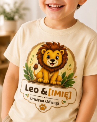 Koszulka Leo — Drużyna Odwagi z imieniem dziecka