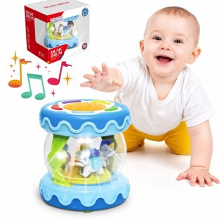 WOOPIE BABY Bębenek Pozytywka Projektor 3w1 Zabawka Muzyczna dla Niemowląt + Walec Roller do Nauki Raczkowania
