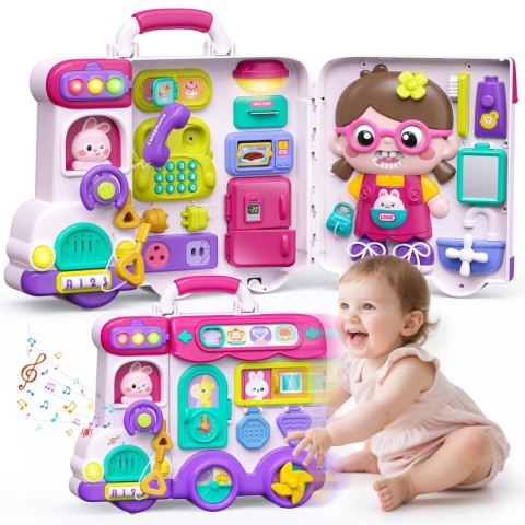 WOOPIE BABY Interaktywna Tablica Manipulacyjna Busy Car Walizka 3w1 Dźwięk Światło