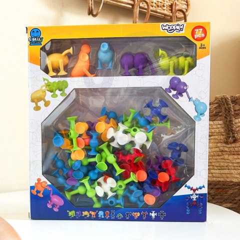 WOOPIE Klocki Przyssawki Zwariowane Zwierzaki 3D - Edukacyjny Zestaw Konstrukcyjny