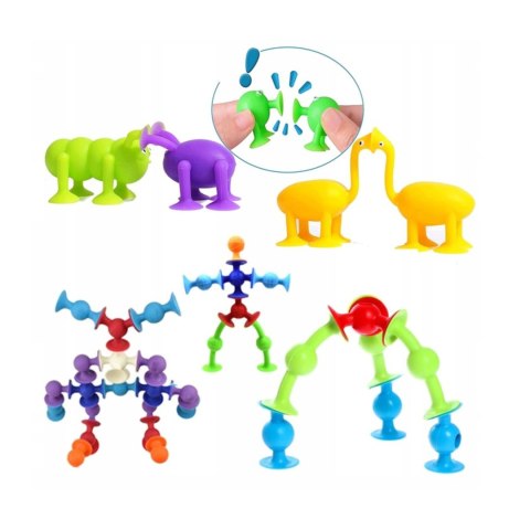 WOOPIE Klocki Przyssawki Zwariowane Zwierzaki 3D - Edukacyjny Zestaw Konstrukcyjny