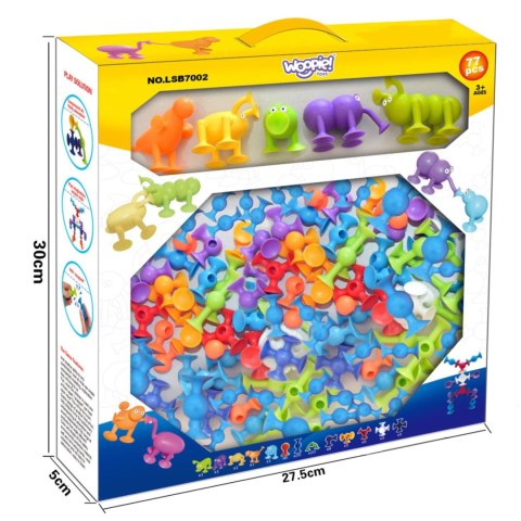 WOOPIE Klocki Przyssawki Zwariowane Zwierzaki 3D - Edukacyjny Zestaw Konstrukcyjny