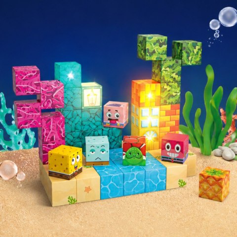 Woopie Klocki Magnetyczne Kostki 54 el Montessori Ocean Układanka Gra 3D