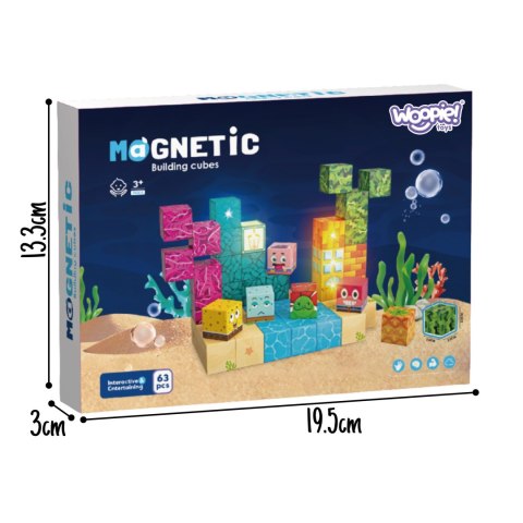 Woopie Klocki Magnetyczne Kostki 54 el Montessori Ocean Układanka Gra 3D