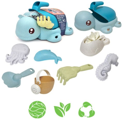 WOOPIE GREEN Zestaw 2w1 do Piasku i Wanny Żółwik 8 el. BIODEGRADOWALNY ORGANICZNY MATERIAŁ