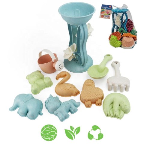 WOOPIE Zestaw do Piasku z Kołowrotkiem i Konewką 10 el. BIODEGRADOWALNY ORGANICZNY MATERIAŁ