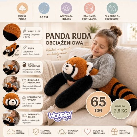 WOOPIE Pluszak Obciążeniowy Panda Ruda Antystresowy Sensoryczny Ciężkomiś 65cm 2500g