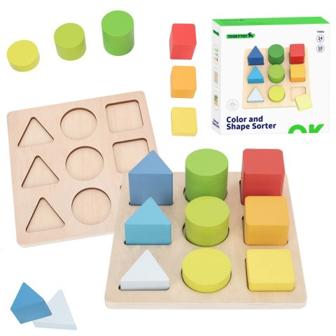 TOOKY TOY Drewniany Sorter Kształtów i Kolorów Układanka Montessori