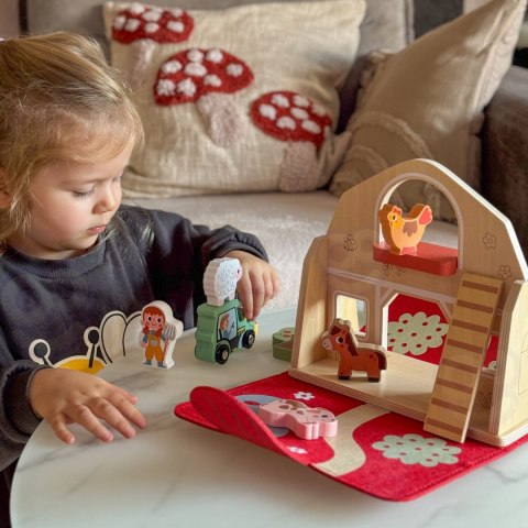 TOOKY TOY Drewniana Składana Farma w Walizce ze Zwierzątkami