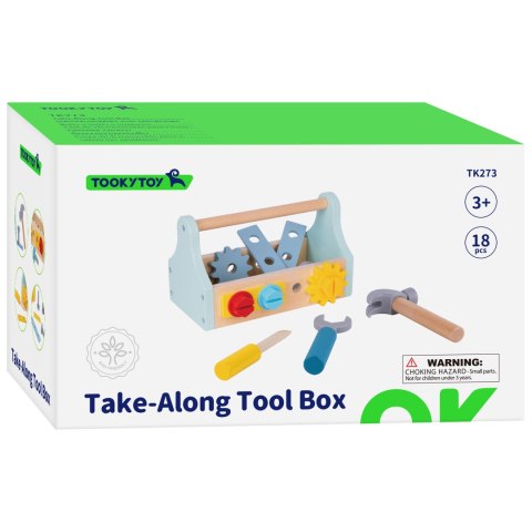 TOOKY TOY Drewniana Skrzynka z Narzędziami Zestaw 18 el.