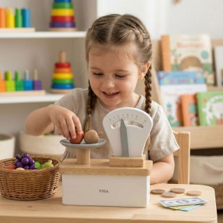 VIGA Drewniana Waga Sklepowa dla Dzieci Zabawka Sklep Edukacyjna Montessori