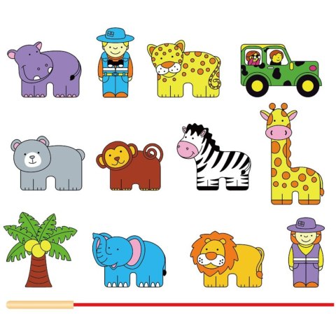 VIGA Drewniana Nawlekanka Przeplatanka Klocki Safari ZOO Montessori