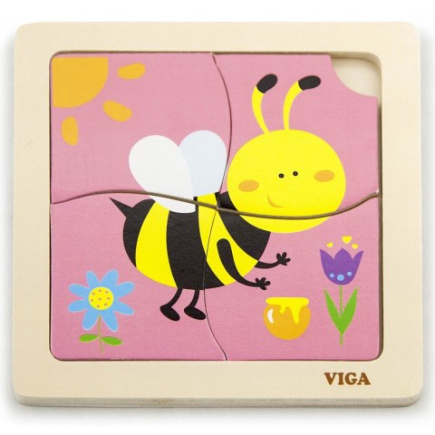 Viga Drewniane Puzzle Pszczoła Układanka Montessori Edukacyjna 18m+ Owad