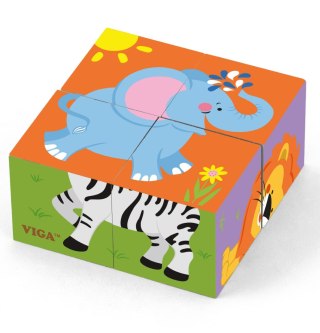 Viga Drewniana układanka Zoo Puzzle 4 klocki