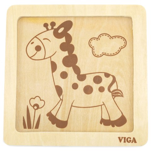 VIGA Drewniane Puzzle Układanka Edukacyjna Żyrafa 4 el. Montessori