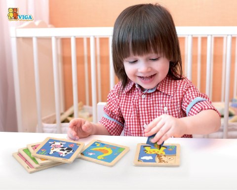 VIGA Drewniane Puzzle Układanka Edukacyjna Żyrafa 4 el. Montessori