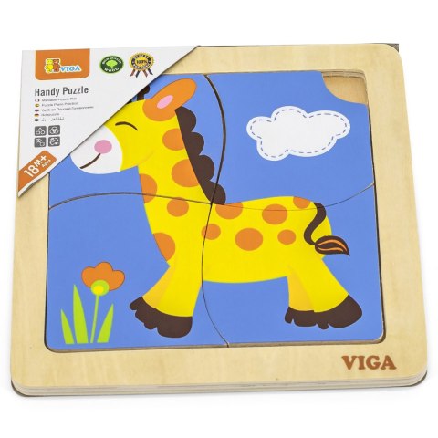 VIGA Drewniane Puzzle Układanka Edukacyjna Żyrafa 4 el. Montessori
