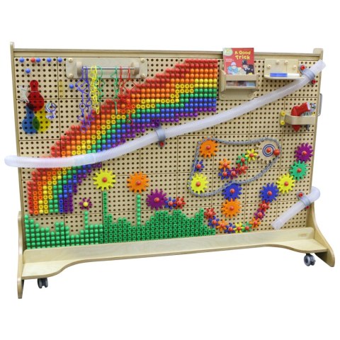 MASTERKIDZ Wolnostojąca Tablica Ściana STEM 166 x 125 cm + Akcesoria Kołki Zębatki Klocki Narzędzia Tor Kulkowy