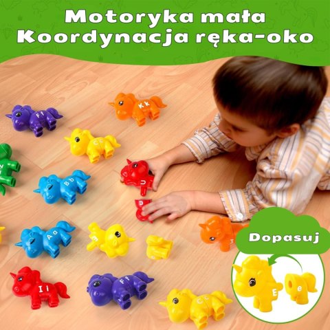 WOOPIE Figurki Montessori Zestaw Edukacyjny Jednorożce do Składania "Dopasuj Literki" 13 el.