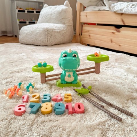 WOOPIE Waga Szalkowa Równoważnia Gra Łowienie Dinozaurów Rybek Nauka Liczydło